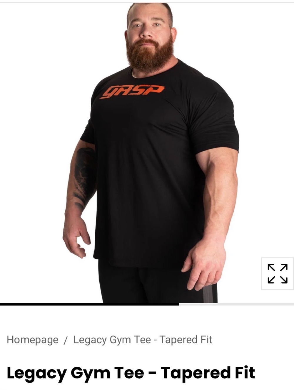GASP Legacy Gym Tee - Black with Orange Logo, Men’s XXL